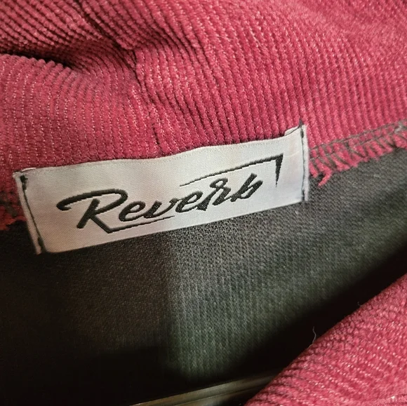 12 Reverb Black Maroon Corduroy Lighweight Guys Hoodie, L - Picture 7 of 7